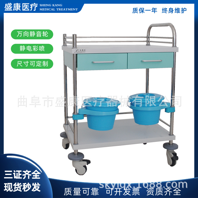彩钢多抽治疗车医用双层器械治疗急救输液车多层送药车