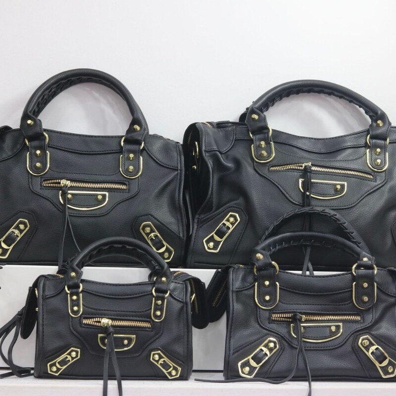 New Tb Style Women's Handbag with Goat Leather Texture, Gold Buckle, and Rivets, Suitable for Hand-Carrying, Shoulder-Carrying, and Crossbody Use