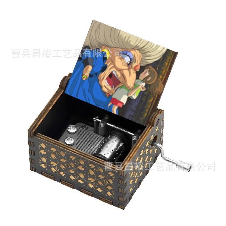 木製の手作りオルゴール創意カラープリント千と千尋のオルゴール木製の手を振ってオルゴールクロスボーダー専用です。