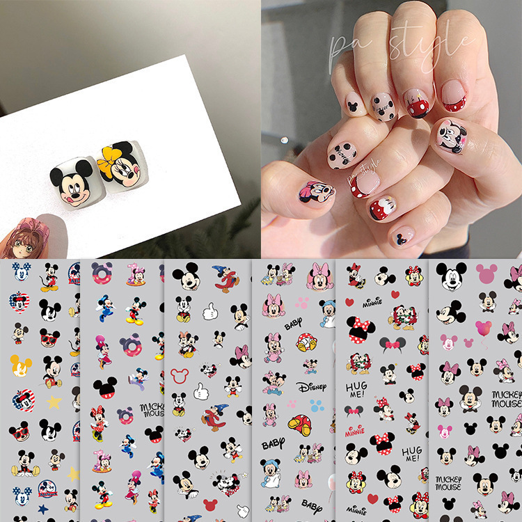 Anime Nail Stickers Cute Cartoon Mickey 3D Adhesive Nail Stickers Mickey Mouse Pattern Nail Decoration Stickers