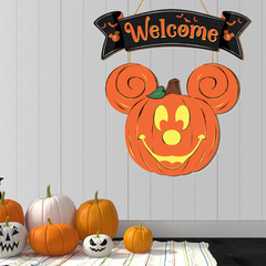 クロスボーダー木製ハロウィンマウスヘッドカボチャの装飾ウェルカム木製ドアプラーク家の窓の壁の装飾