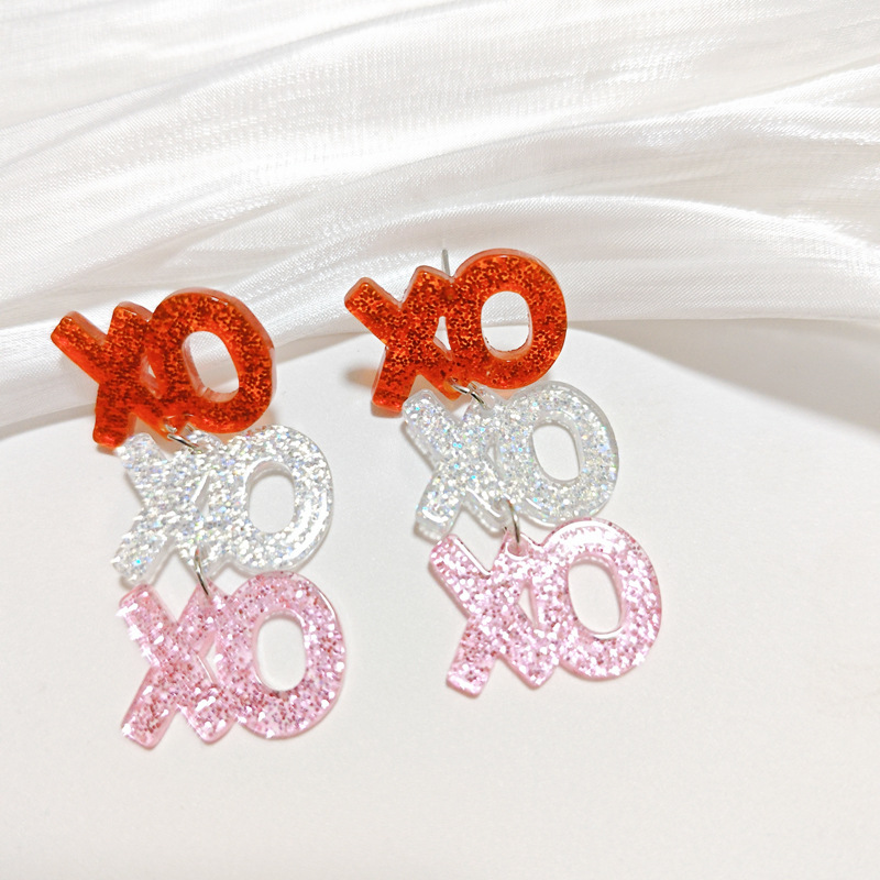 fashionable acrylic creative earrings for St. Valentine's Day with…