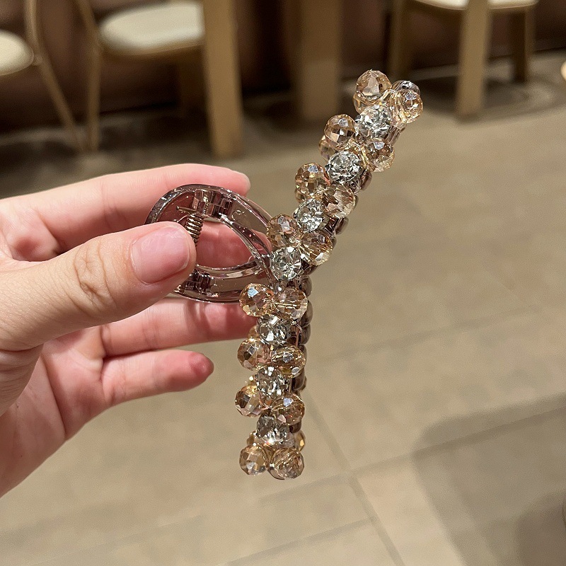 韓国版の軽い高級ラインストーンクリップ、高級感、中型ヘアクリップ、気質、女性用ハーフタイヘアクリップ、ヘアアクセサリー、ヘッドドレス|undefined