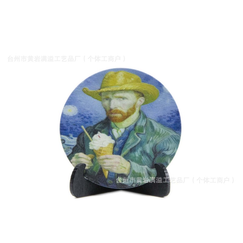 梵高油画圆形冰箱贴文创旅游景点工艺品来图定桌面摆件圆形冰箱贴|undefined