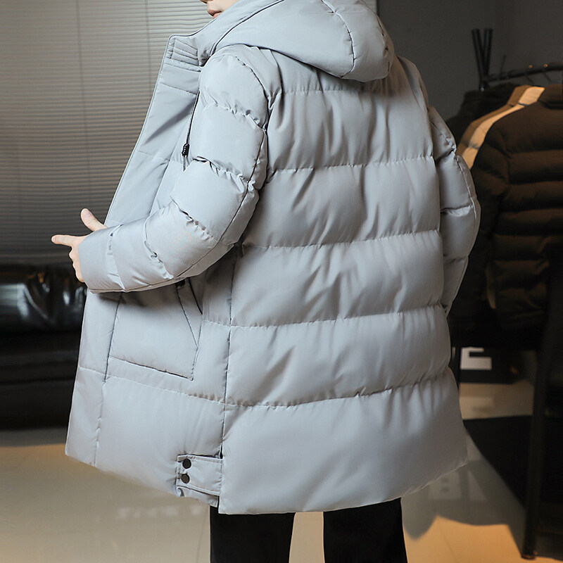 Mid-length Men's Thickened Hooded Cotton-padded Coat Chubby Coat Fashionable Cotton-padded Coat Autumn and Winter Plus Size Down Cotton-padded Coat