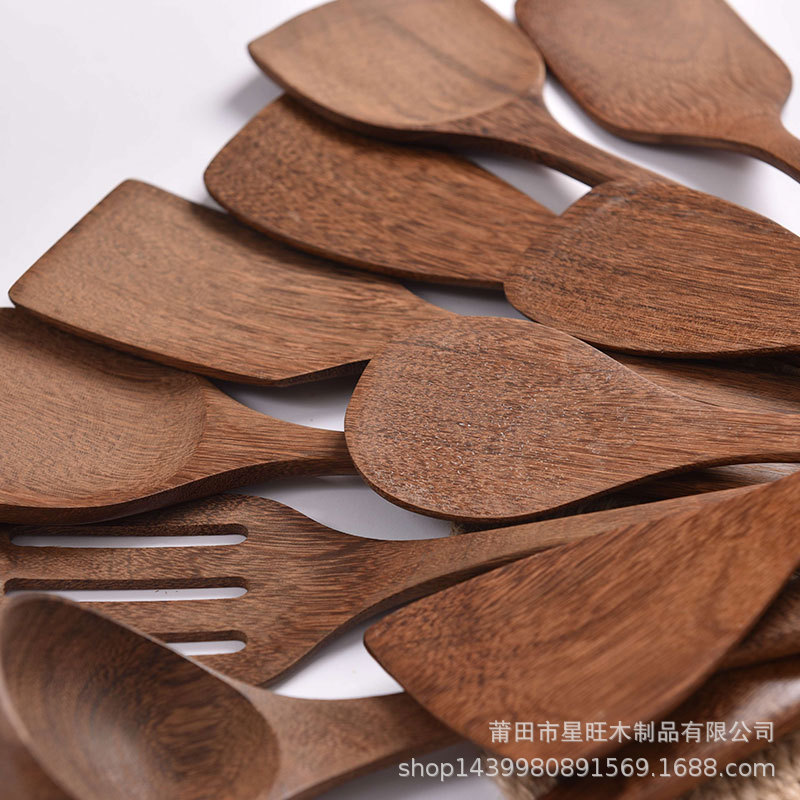 Zhen Baomu productos sin pintura y sin cera cuchara de cocina pala ala de pollo Madera sartén antiadherente Pala cuchara de madera de protección del medio ambiente en stock Descuento de gran cantidad