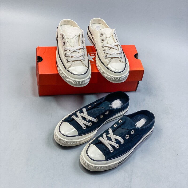 Putian Meiqi Converse Half Slippers Men's Canvas Shoes Without Heel Half Slippers Women's Low-Top Shoes Thick-Soled White Shoes One-Legged