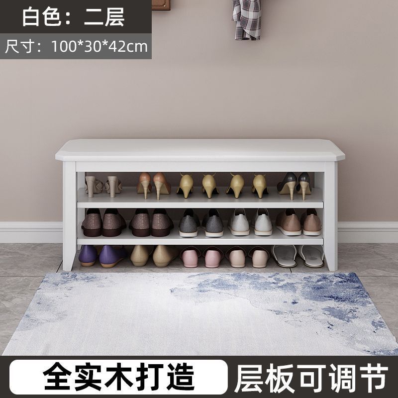Taburete de cambio de zapatos multicapa de madera sólida, taburete de asiento de gabinete de zapatos de puerta doméstica integrado en el hogar, taburete de cambio de zapatos de asiento estrecho