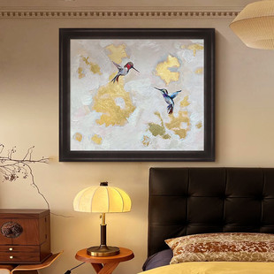 Niche Art Living Room Decorative Painting Abstract Bird Entrance Hall Restaurant Hanging Painting Animal Pure Hand-Painted Oil Painting Square