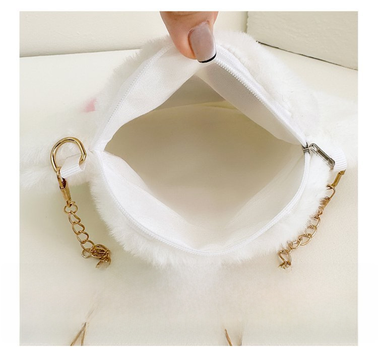 2024 autunno e inverno nuovo stile coreano peloso orso zampa piccola borsa rotonda colore contrasto semplice mini ragazza catena tracolla messenger bag_voghion.com