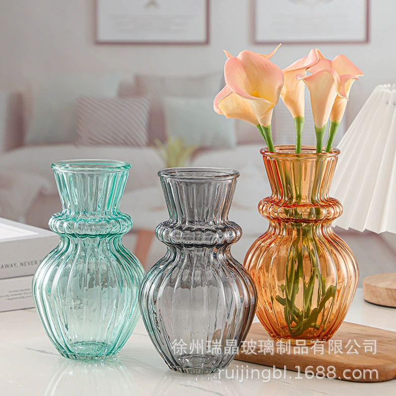 Прозрачные стеклянные вазы в европейском стиле, вазы для гостиной, креативная тыква, красочная декоративная бутылка, стеклянная ваза, цветочная композиция