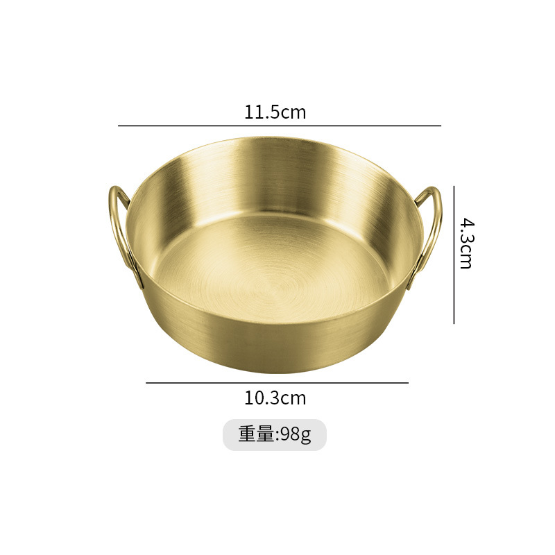 Coreano 304 salsa de acero inoxidable binaural Plato de oro comercial de inmersión condimento plato encurtidos snack plato al por mayor