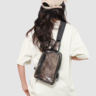 Pvc Chest Bag Transparent Backpack New Waterproof Men's Sports Cycling Fitness Bag Crossbody Bag Shoulder Bag Women