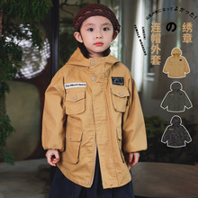 山系户外童装2025秋季款儿童多口袋工装外套耐磨抗造女童连帽外套
