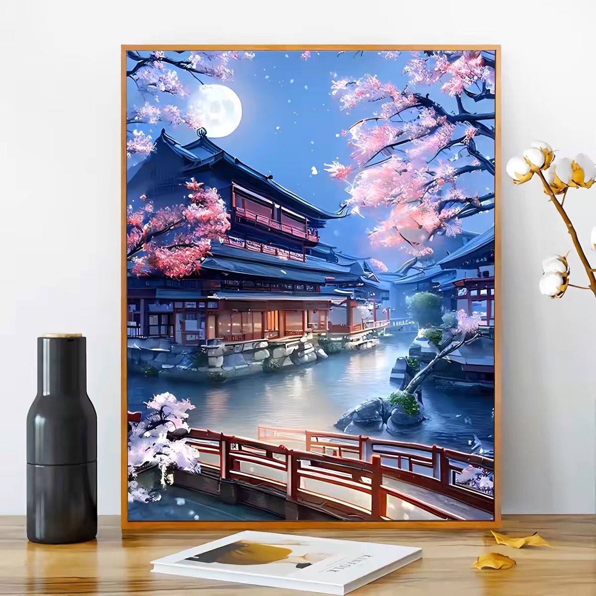 Pintura al óleo digital de estilo antiguo estilo arquitectónico de la dinastía Tang, relleno a mano, relleno de agujero, lámpara acrílica, sala de estar nueva