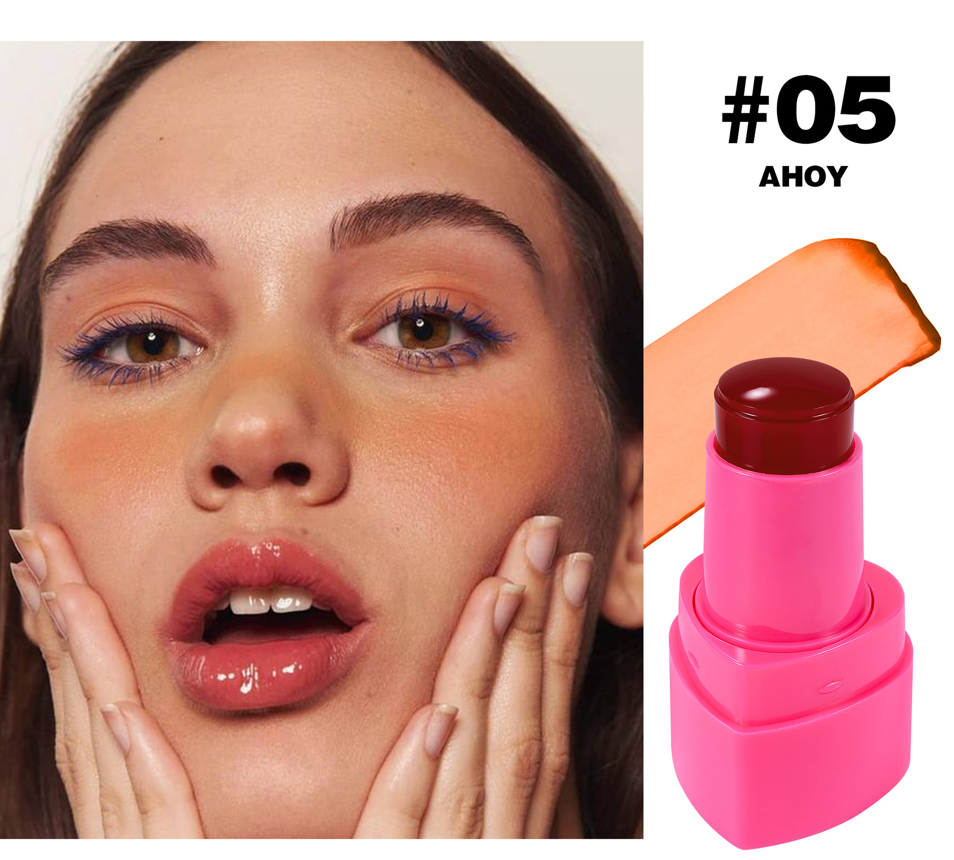 Cross-border Blush Stick: Moisturizing and long-lasting, jelly-like texture HANDAIYAN Matte 9-color heart-shaped Jelly Blush stick undefined