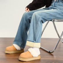 浅蓝色宽松阔腿牛仔裤女秋冬加绒2025新款高腰显瘦垂感直筒拖地裤