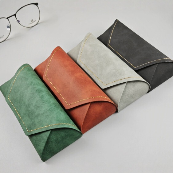 Leather Handmade Soft Bag Sunglasses Glasses Case Large Capacity Solid Color Glasses Bag High-Value Stitching Storage Box Ready for Sale