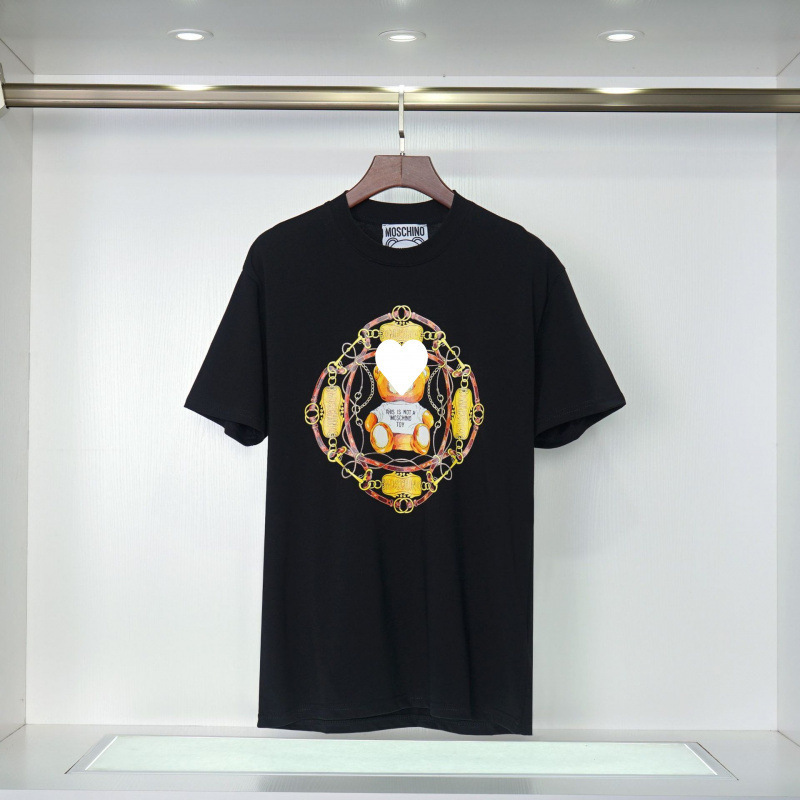 2025 春夏新作メンズカジュアルラウンドネック半袖 T シャツ中空刺繍クマ文字ルーズで多用途|undefined