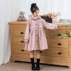 女童風衣外套2024春秋季新款中大童上衣兒童秋裝外套童裝寬鬆大衣