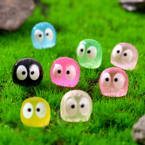 Cross-border cute night light owl moss micro landscape succulent mini ornament miniature cartoon small black crystal ball accessories