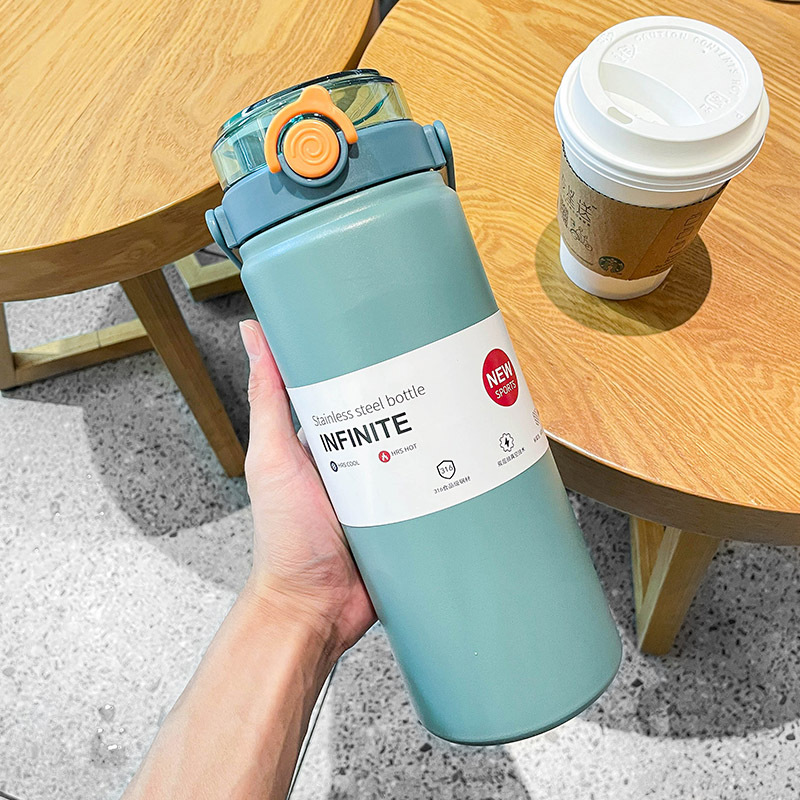 Nueva gran capacidad 304 taza de aislamiento térmico práctica taza de aislamiento de agua fría doble uso al aire libre regalo portátil de un botón para abrir la tapa