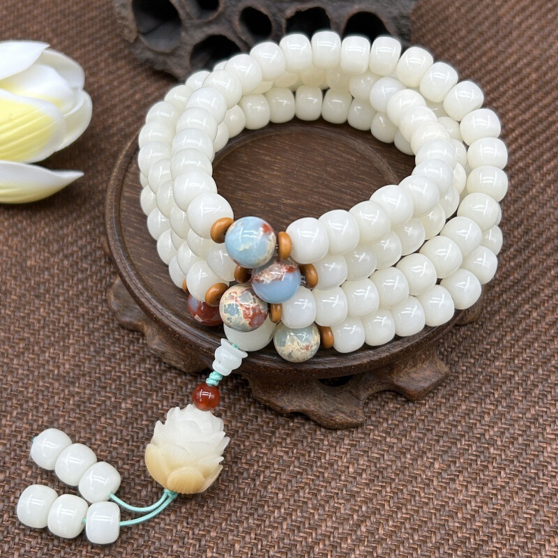 White Jade Bodhi Root 108 Beads Bracelet Shoushan Stone Accessories Lotus Bodhi Seed Beads Beads Literary Play Bracelet White Jade Bodhi Root 108 Beads Bracelet Shoushan Stone Accessories Lotus Bodhi Seed Beads Beads Literary Play Bracelet