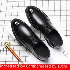 Spring and Autumn Men's Leather Shoes, Men's 8cm Hidden Heel, 10cm Thick Sole Business Formal Shoes, Casual Wedding Men's Leather Shoes, Genuine Leather