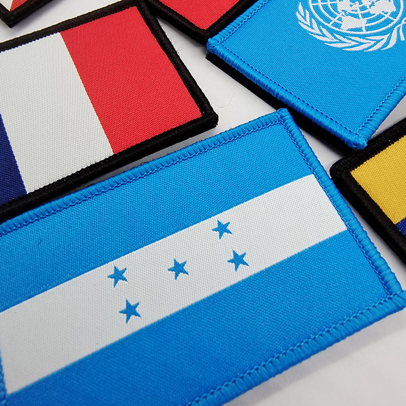 Bandera tejida Velcro sello bandera parche ropa mochila accesorios pegatinas de tela en stock suministro