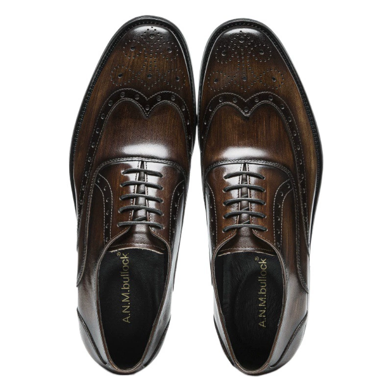 [Доставка в течение 48 часов] Кожаная обувь мужской бизнес формальная кожаная повседневная резная круглая голова Булок осень-зима новый