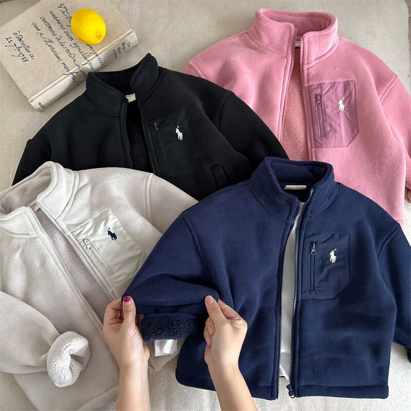 Children's Outwear 2025 Autumn and Winter New Style Embroidered Stand-Up Collar Jacket for Boys and Girls Baby Zipper Double-Sided Velvet Sweatshirt Trendy Children's Outwear 2025 Autumn and Winter New Style Embroidered Stand-Up Collar Jacket for Boys and Girls Baby Zipper Double-Sided Velvet Sweatshirt Trendy