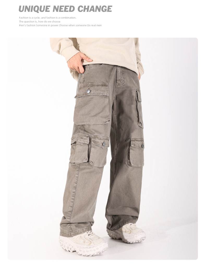 Îmbrăcăminte bărbătească, îmbrăcăminte bărbătească, pantaloni casual la modă, pentru bărbați, toamna și iarna, gata de purtat, pantaloni lejeri cu mai multe buzunare, pantaloni de șters bărbați_voghion.com