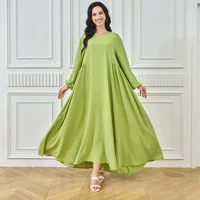 2024 высокое качество Ближневосточная мусульманская женская одежда Abaya простой цвет повседневная мода платье платье женское