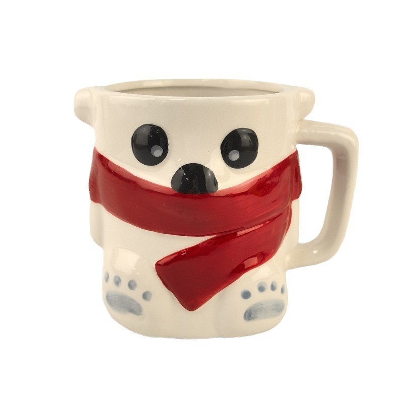 Coca-Cola cerámica de dibujos animados Bear blanco taza de alta belleza hogar taza de agua de gran capacidad taza de oficina menú