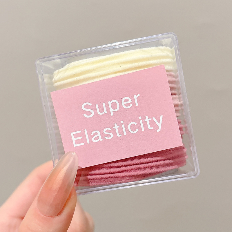 Rosa suave y ceroso sin dañar la cuerda para el cabello para mujer, banda de goma duradera de alta elasticidad, funda de cuero, cuerda para el cabello de cola de caballo alta, lazo para el cabello para niños