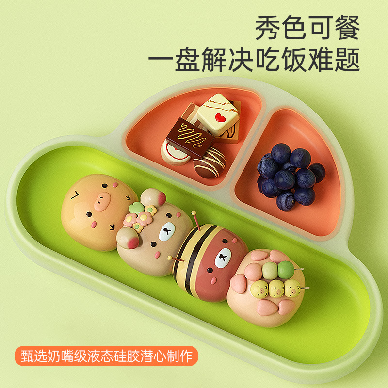 Millie Mary Baby Dinner Plate Baby Suction Cup Children's Dielectric 1-3 Years Old Tableware Silicone Food Supplemented Constant Temperature Bowl