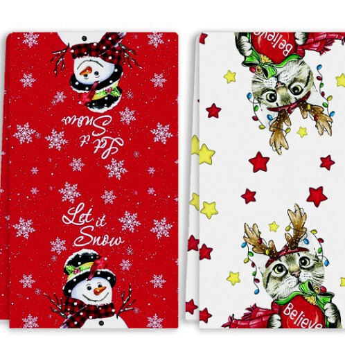 Cross-Border Towel Printing Kitchen Dish Towel Printing Table Decoration Holiday Towel Dropshipping Can Be Labeled