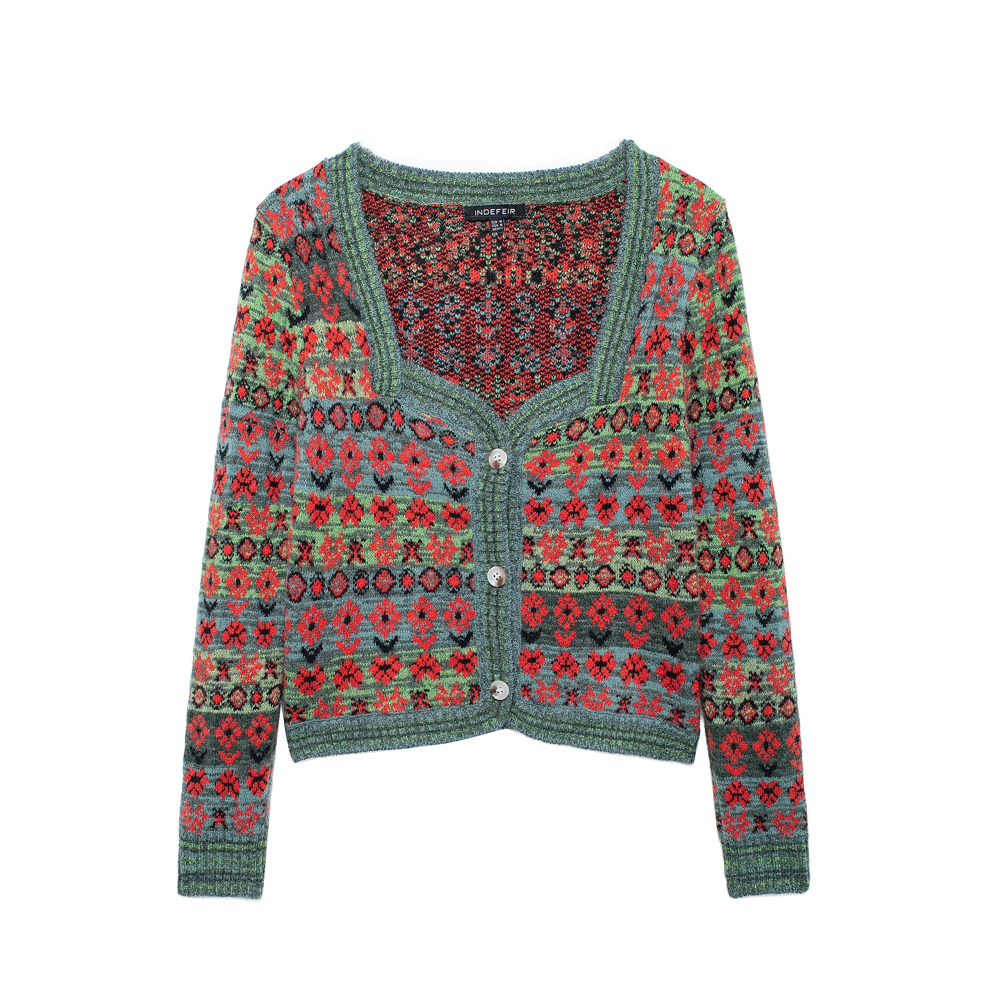 Abbigliamento donna 2024 autunno e inverno nuovo stile giacca in maglia jacquard larga_voghion.com