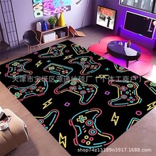 跨境亚马逊霓虹游戏机水晶绒吸水脚垫卫生间防滑干燥垫玄关进门垫