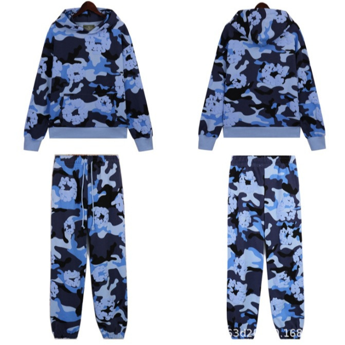 2025 New Cross-Border Export 3D Camouflage Garland Printed Hoodie for Men and Women, American Casual Hooded Suit