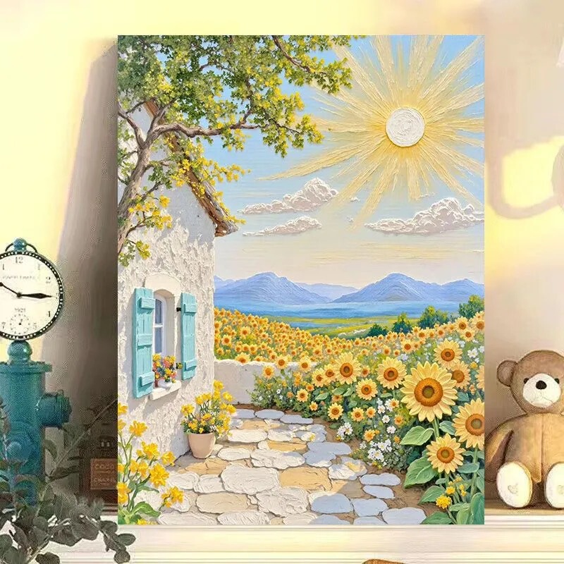 diy数字油画阳光明媚植物花卉自然风光系列手工填色油画装饰画|undefined