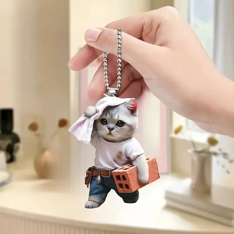 Nuevos productos creativos para mover ladrillos gatitos colgantes de automóviles acrílicos planos de automóviles espejos retrovisores decoraciones colgantes colgantes image 3