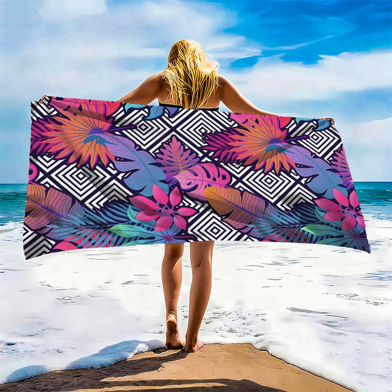 Cross-Border Summer Hot-Selling Colorful Palm Leaf Beach Towels from Tropical Rainforests, Comfortable and Absorbent, Customizable and Wholesale-Printed Cross-Border Summer Hot-Selling Colorful Palm Leaf Beach Towels from Tropical Rainforests, Comfortable and Absorbent, Customizable and Wholesale-Printed