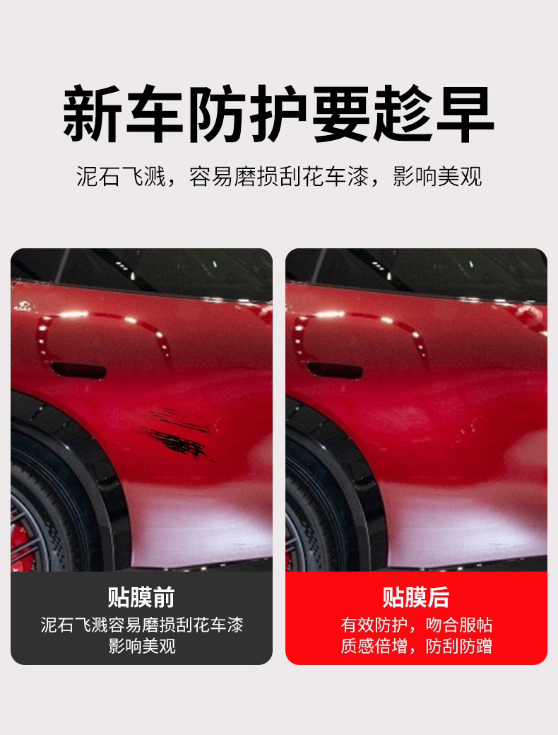 Suitable for Xiaomi YU7 car door protective film, handle modification, exterior triangle area anti-scratch TPU transparent protective film