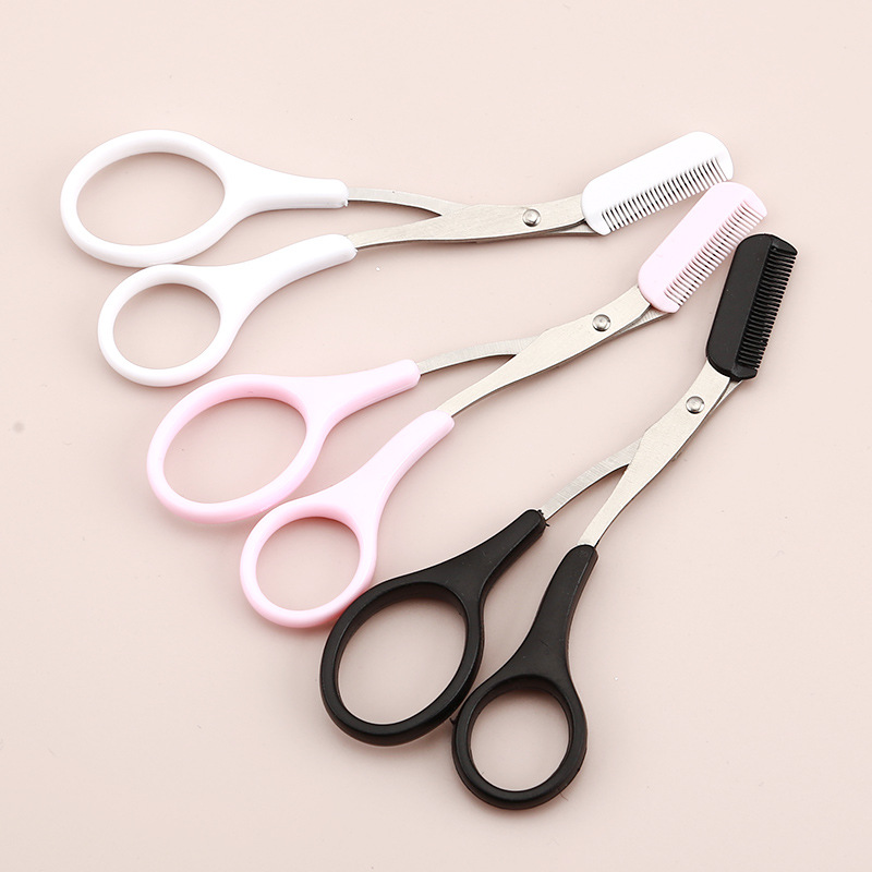 Tijeras de cejas de acero inoxidable de estilo coreano fábrica al por mayor tijeras de cejas con peine de cejas peine desmontable herramientas de belleza