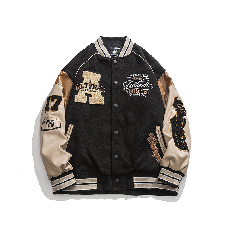 American trendy baseball suit spring and autumn, bf style embroidered jacket for men in street loose_voghion.com