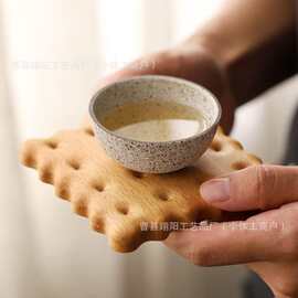 跨境创意饼干木质隔热垫酒杯咖啡杯子垫木垫办公室创意实木茶杯垫