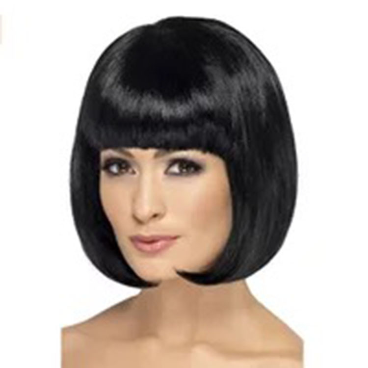 Perruque courte tendance pour femme avec frange, coupe au carré, extensions de cheveux synthétiques et accessoires pour cosplay et fêtes_voghion.com
