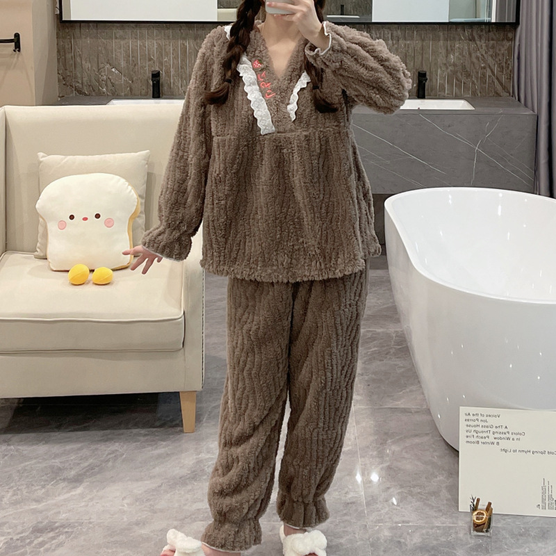 Simple felpa pijamas para niñas otoño e invierno nuevo estilo coreano ins manga larga más tamaño 200kg desgaste del hogar