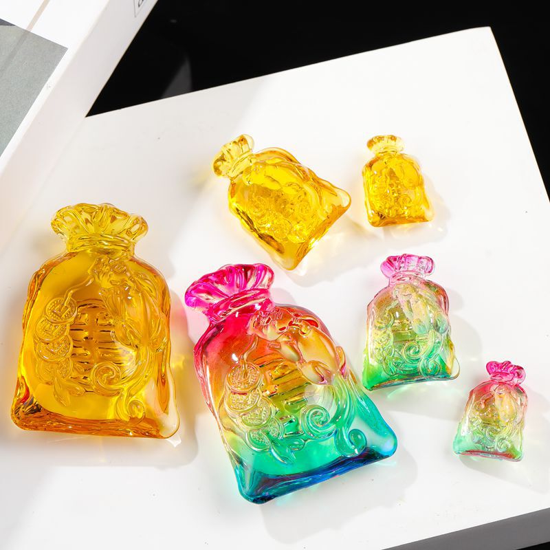 Creative Glass Lucky Bag Ornaments Wholesale Crystal Small Money Bag Home Decoration Small Ornaments Citrine